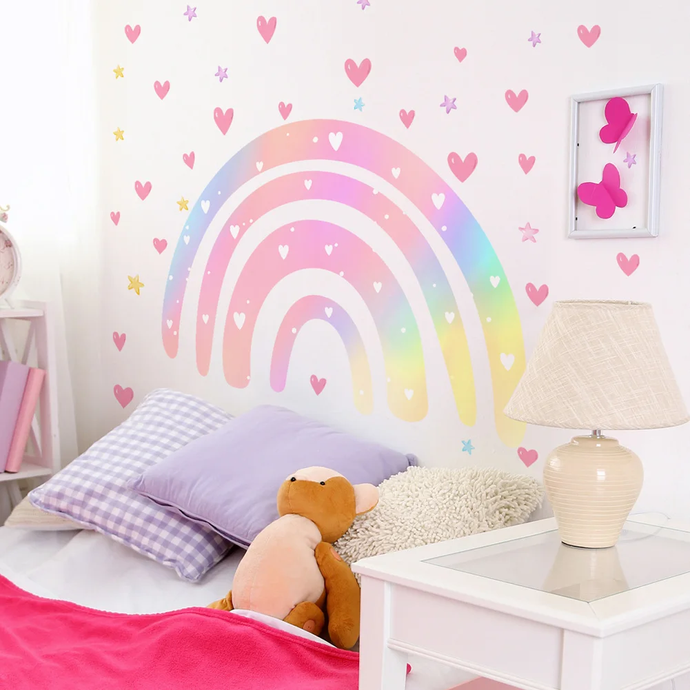 Colorful Rainbow Love Stars Wall Sticker For Kids Baby Room Background Mural Bedroom Home Decoration Removable Cartoon Decals