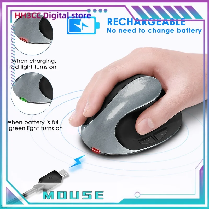 Ofis Kablosuz Optik Fare Dikey Kavrama Şarj Edilebilir Sessiz Kablosuz Fare Tasarımcı Çizim Ofis Yaratıcı Ergonomik Fare