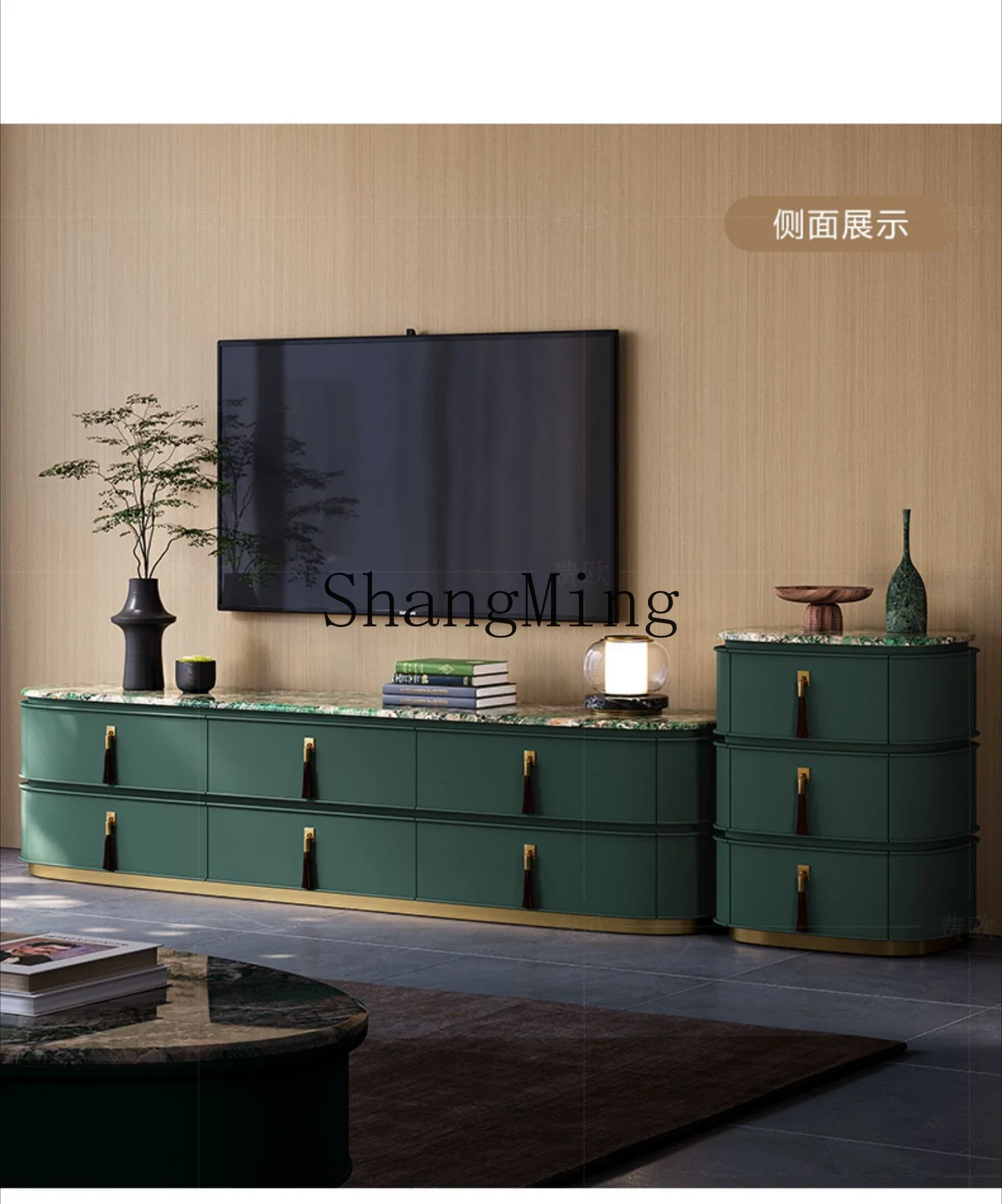 

CL advanced marble coffee table floor cabinet light luxury TV cabinet large flat-floor villa living room fashionable postmodern