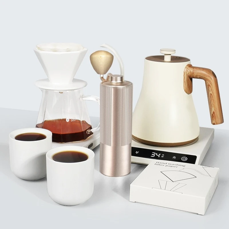 

Coffee pot set, leather case, household temperature control, hand-flushed pot, portable, outdoor sharing