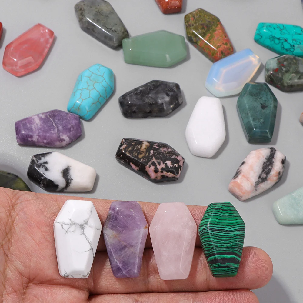Natural Reiki Gems Stone Cabochon Coffin Mineral Agat Quartzs Carved Statue Fit Jewelry Making Rings DIY Room Prayer Home Decor