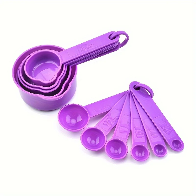 11-Piece Plastic Measuring Cups and Spoons Set, Easy-Fold, Space-Saving Cooking & Baking Essentials, Durable