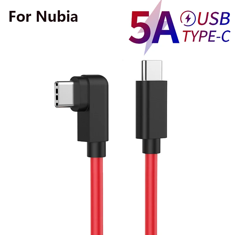 5A PD Quick Charge 80W 100w Type-C to USB C NeoCharge Cord For Nubia Red Magic 7 7S Z40S 6 Pro 8 Pro+ 90°Elbow Gaming Data Cable