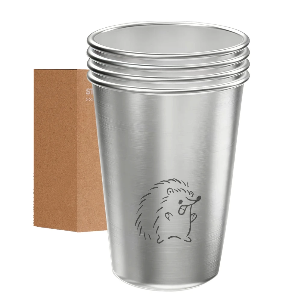 Paquete de 4 vasos de pinta de acero inoxidable, vaso de agua de acero inoxidable de 500ml, vasos apilables de Metal para acampar y beber en frío, 16oz
