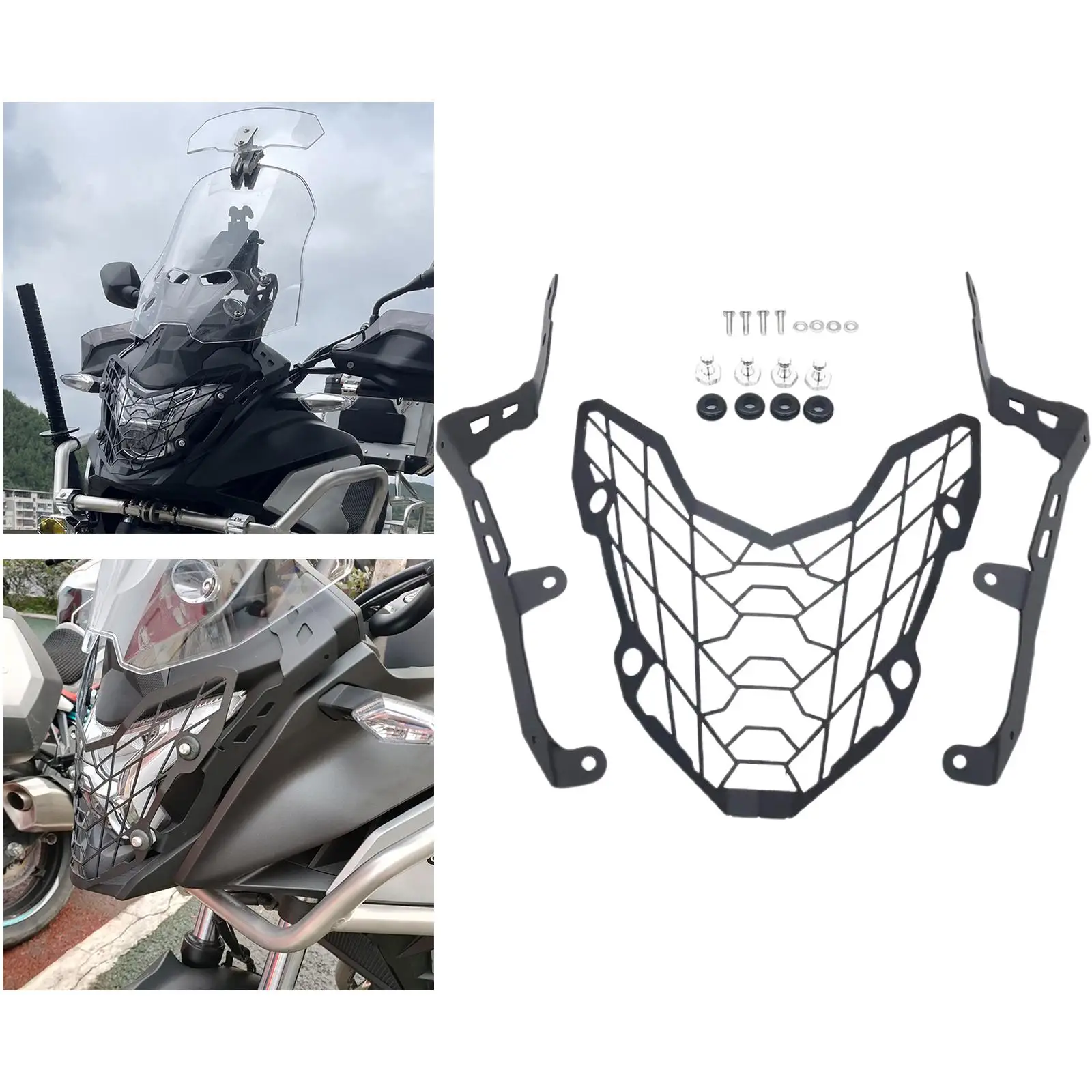 Motorcycle Front Headlight Grille Guard Replacement Protection Black Headlamp