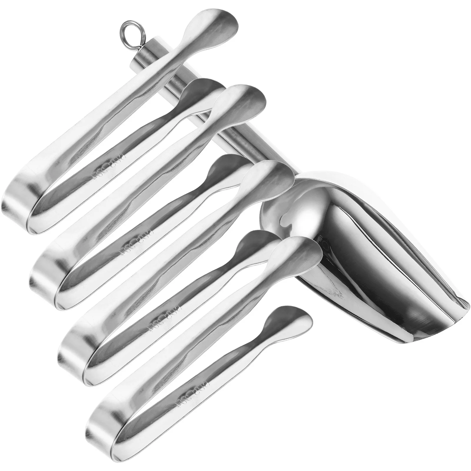 

1 set Ice Cube Scoop Set Stainless Steel Food-Grade Ergonomic Handle Smooth No Burrs Multi-Use For Kitchen Bar Restaurant