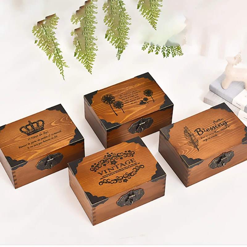 

Solid Wood Storage Box Desktop Retro Storage Boxes With Lock For Home Organizador Makeup Organizer Jewelry Boxes Органайзер