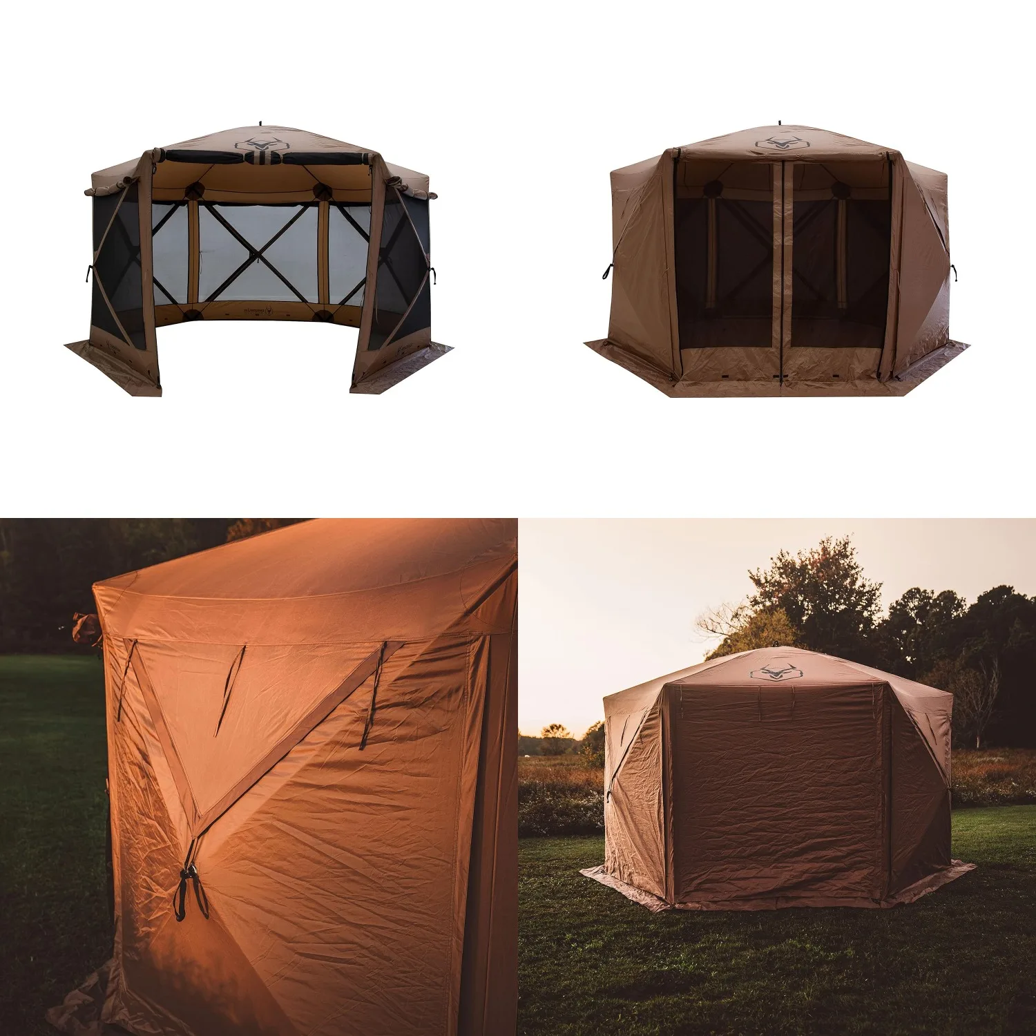 

™ Портативный шестигранный шатер G6 Deluxe, легко устанавливаемый, с сетчатыми стенками, водонепроницаемый, устойчивый к УФ-излучению, с прикрепленными ветрозащитными панелями, на заказ