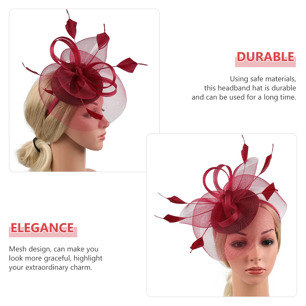

Flower Elegant Gauze Fascinator Headband Lightweight Women Hat Tea Party Wedding Banquet Bride Hair Decoration
