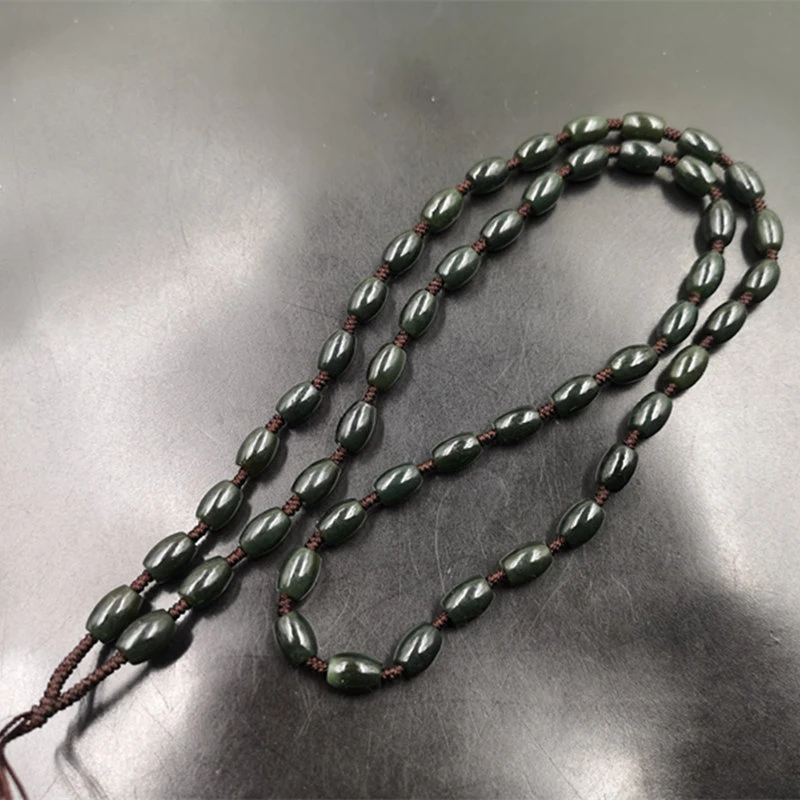 

Hand-woven corn bead necklace cord and Hetian jade chain lanyard
