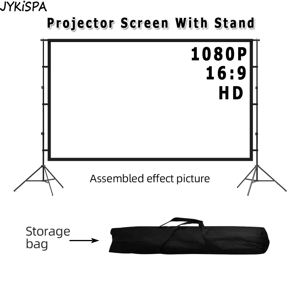 Home Theater Projector Screen 16:9 with Stand Projection Screen with Carry Bag for Outdoor 4k Movie Viewing Christmas gift