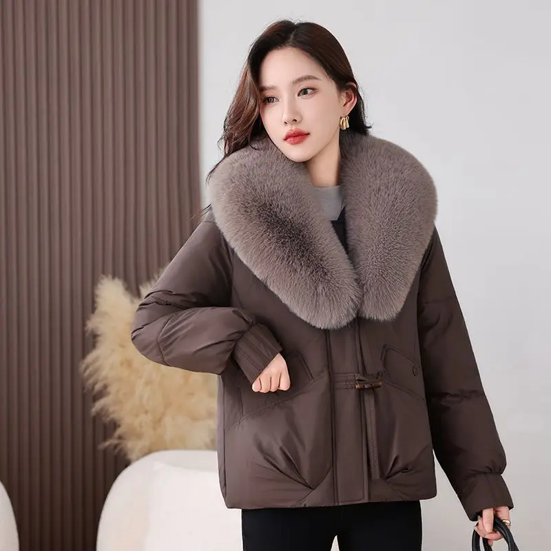Women's Cotton Coat Parka New 2025 Fashion Big Collar Loose Down Cotton Jacket Winter Coat Short Cold Protection Warm Overcoat