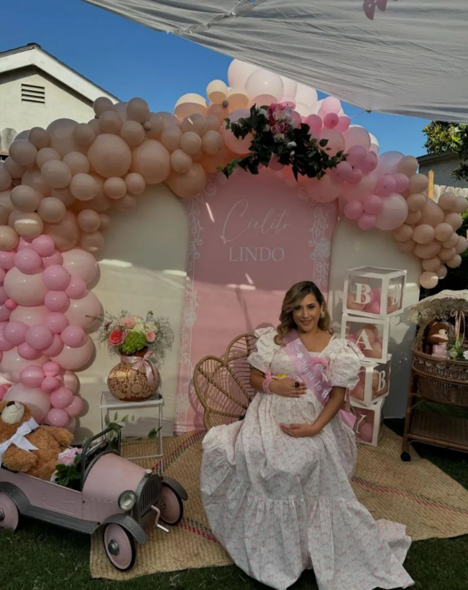 Beige Pink Mexican First Fiesta Arch Backdrop Cover for Birthday Baptismx Baby Shower Party,Double-sides-Elasticity-Washable