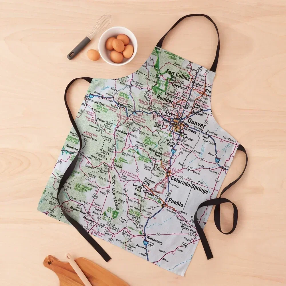 

Colorado Roadmap Apron Kids bib esthetician Women's Kitchen Apron