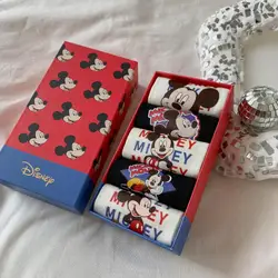 Hot Disney Mickey Mouse Socks Pure Cotton Printed Shallow Cut Socks Box-Packed Fashion Couple Boat Socks Gift Toys For Girls