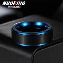 Blue Stainless Steel Brushed Men's Ring Custom Name Date Classic High Quality Jewelry Party Souvenir Gift
