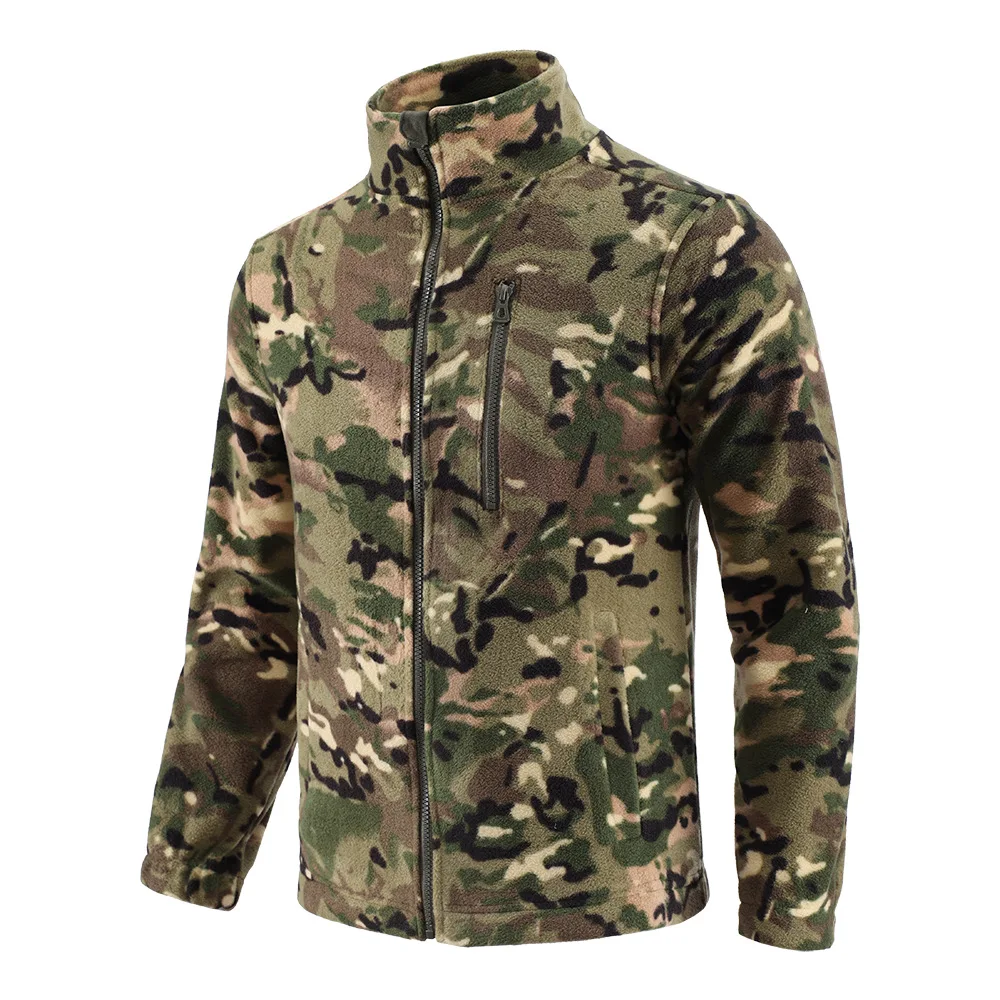 

Autumn Winter Outdoor Warm Zip Cardigan Jacket Inner Lining Men Tactical Fleece Jacket Russian Camouflage US Military Work Coat
