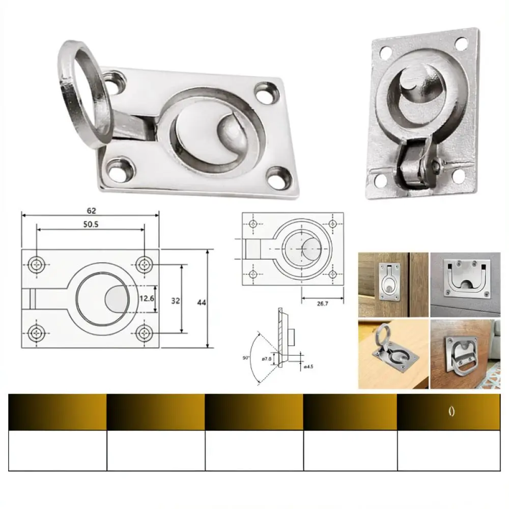 Marine Boat Flush Ring Handle 316 Stainless Steel Deck Hatch Cabinet Drawer Door Hidden Pull Grip Hardware Gear