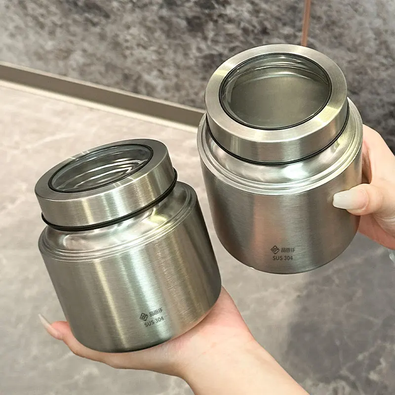 

304 Stainless Steel Coffee Containers Sealed Storage Tank Moisture-proof Tank for Grains and Nuts High-grade Storage Container