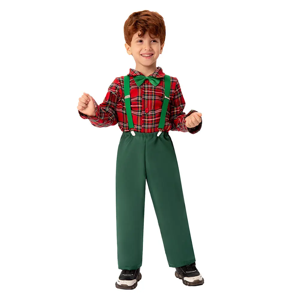 Costume de cosplay écossais pour enfants, tenues de jeu de rôle pour garçons, haut, pantalon, manteau, performance d'Halloween et de carnaval, trempé, Noël