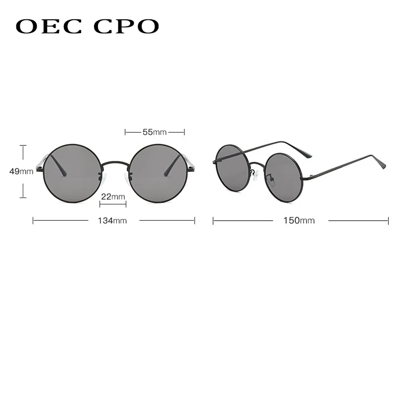 OEC CPO 클래식 남성 라운드 선글라스, 여성 금속 프레임 UV400 태양 안경, 남성 여성 패션 안경 O90