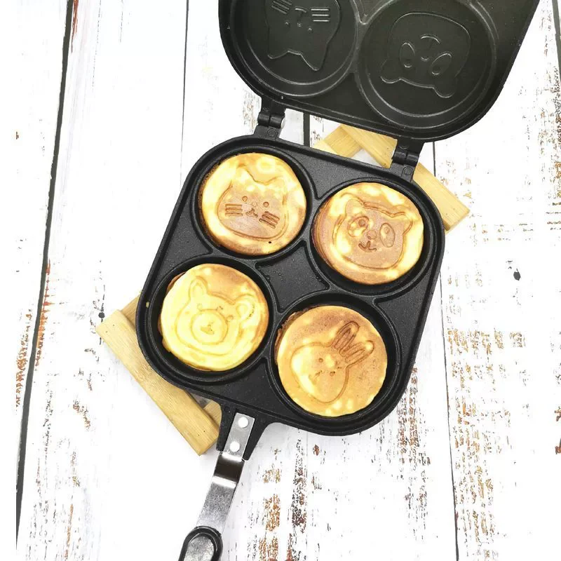 

4 Cups Frying Pot Breakfast Maker Cooking Egg Pan Non-stick Griddle Pancake Steak Pan Thickened Mini Pancakes Maker for Kids