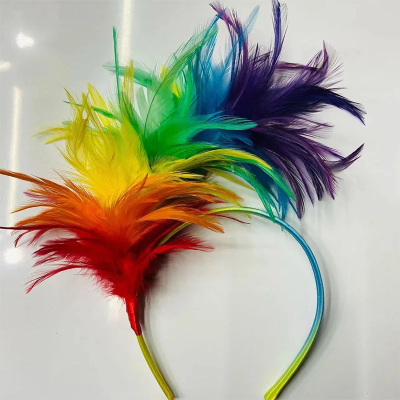 Vintage Feather Headband Women Fashion Hair Band Dance Party Hair Accessories Dance Stage Performance Holiday Carnival Decor