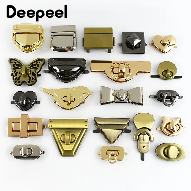 4Pcs Deepeel Metalowe klamry do toreb Kolorowe zamki obrotowe Zamknięcie torebek Zapięcie zatrzaskowe DIY Akcesoria do szycia