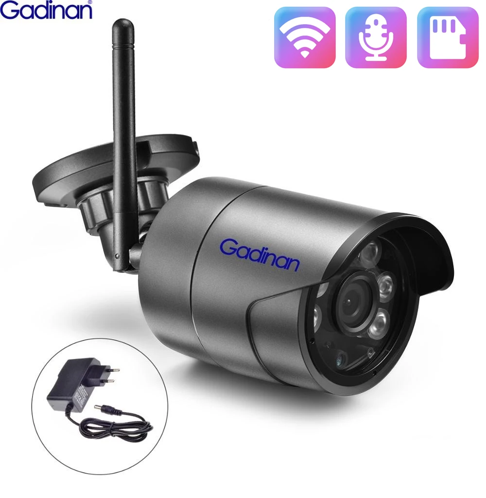 

Gadinan 2MP Wifi IP Camera Full HD 1080P Audio Wireless Wired IR Leds Outdoor Metal Shell CCTV Camera SD Card Slot Max 128G