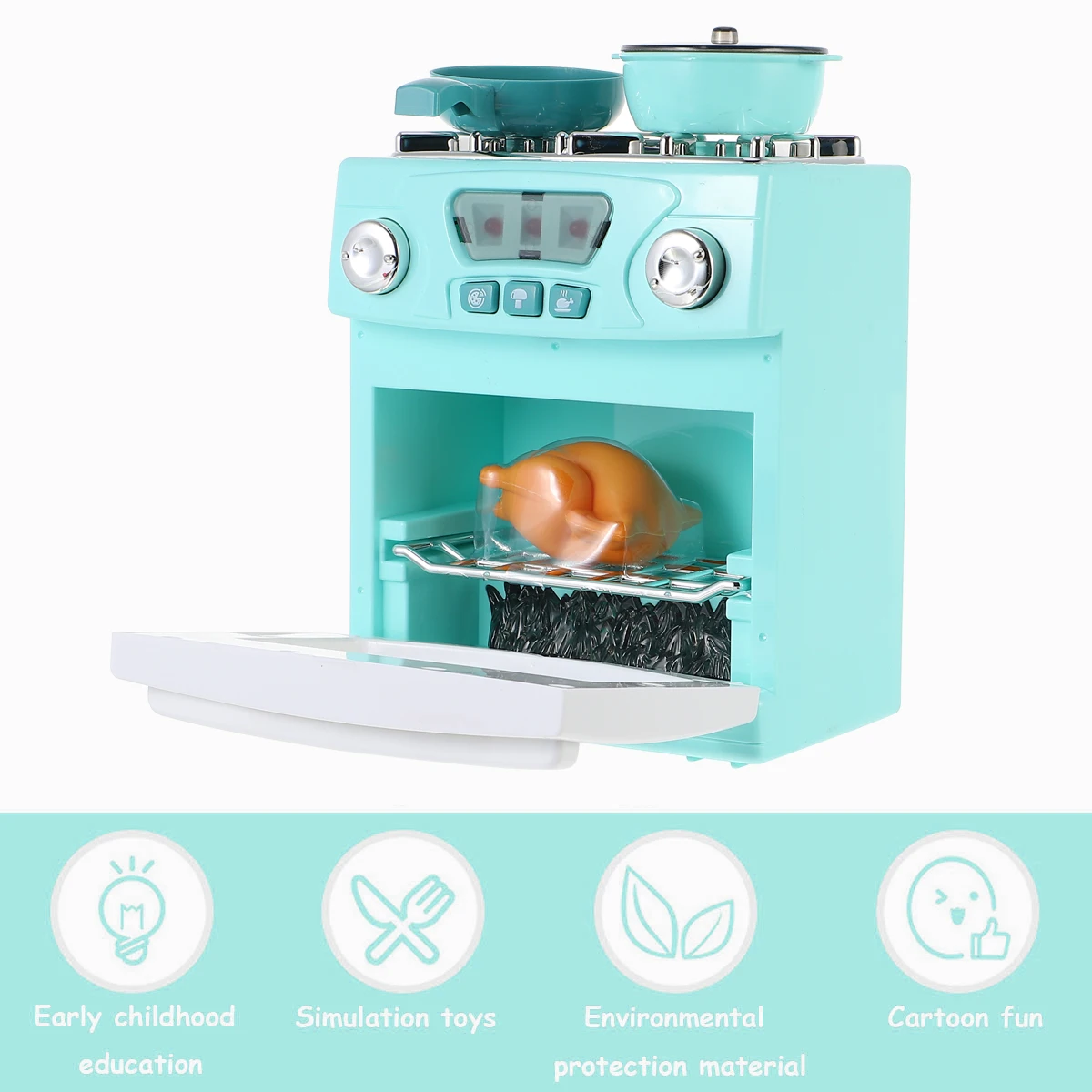 ชุดเครื่องครัวจำลองสำหรับเด็ก ของเล่นบทบาทสมมติทำจากพลาสติก สำหรับเตาอบเด็ก