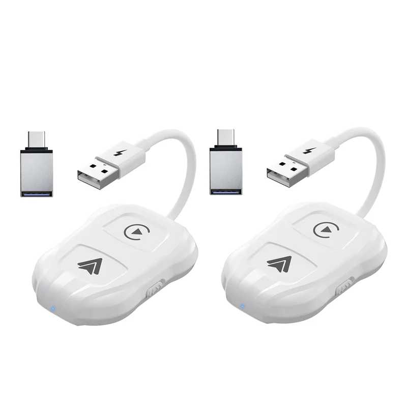 VO-2PCS 2 في 1 Carplay اللاسلكي لنظام Android Auto Wireless Carplay Dongle لـ Carplay وAndroid، سهل الاستخدام