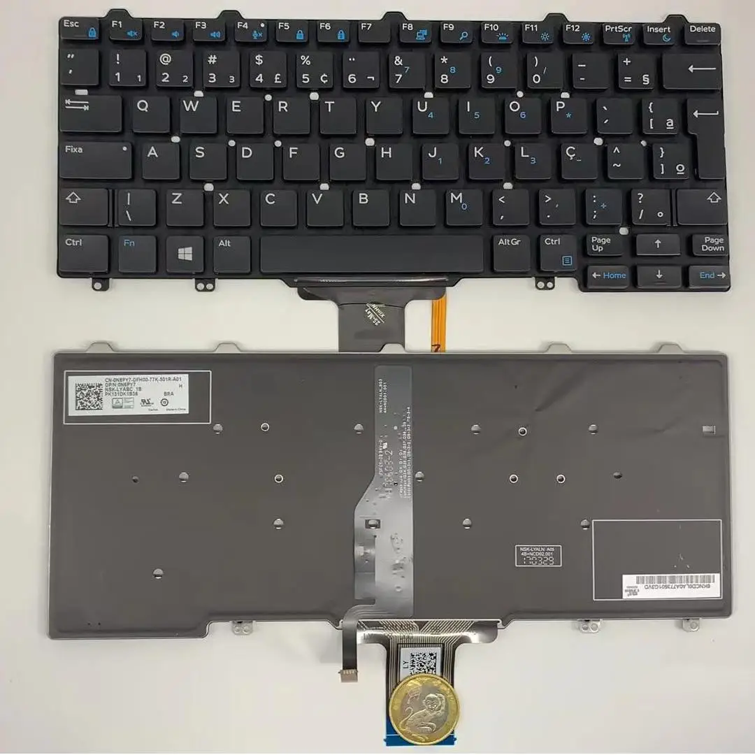 E5250 البرازيلي الخلفية لوحة المفاتيح لديل Latitude E5250 E7270 E7250 5290 7250 5250 3150 3160 P25S BR 0N6PY7 NSK-LYABC