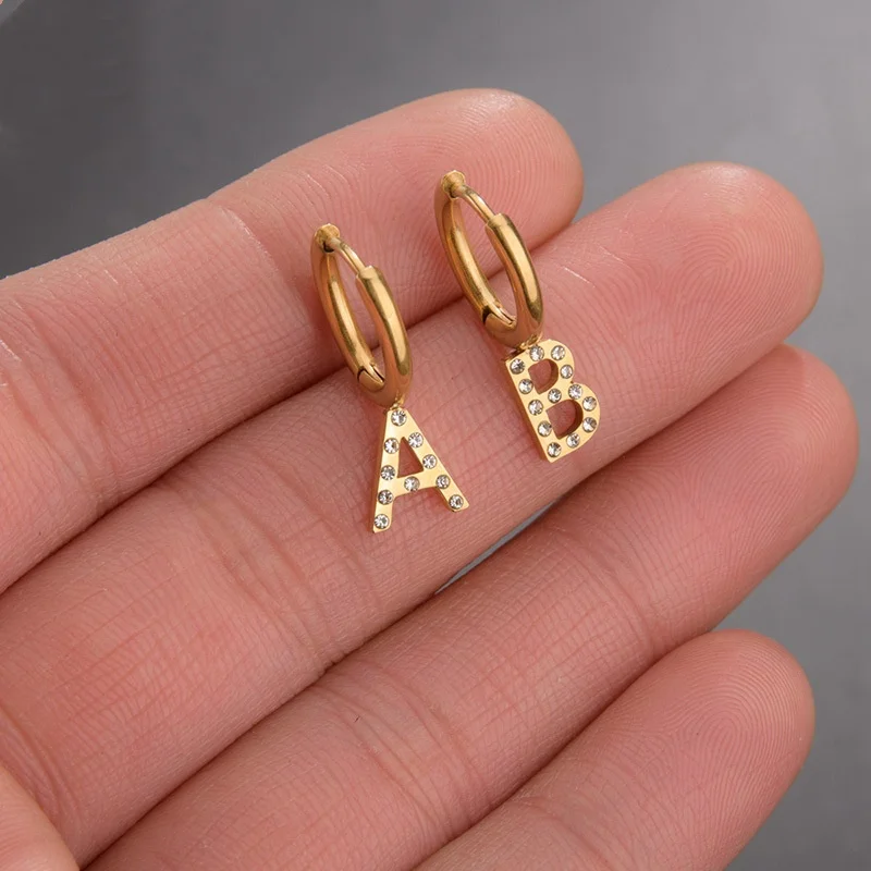 

Lateefah Stainless Steel 26 Letter DIY English Name Earrings Drop Earrings Buckle Lovers Jewelry