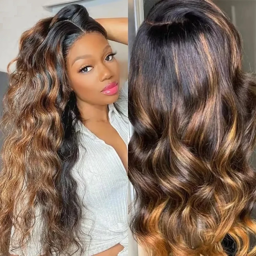

FB/30 Lace Front Wig Human Hair Pre Plucked With Baby Hair 13x6 HD Lace Front Wigs Human Hair 200 Density Highlight Body Wave