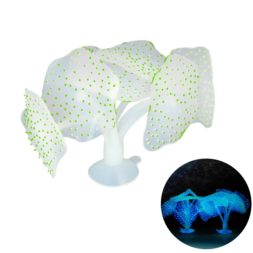 

Glowing Artificial Coral For Fish Tank Green Aquarium Decorations Realistic Aquatic Shelter Pet Supplies