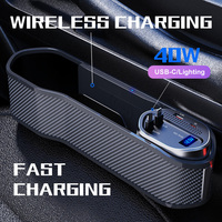 Car Supplies Wireless Charging Magsafe Car Charger Car Seat Gap Organizer With 40W USB-C/ Lightning Fast Charge Storage Box