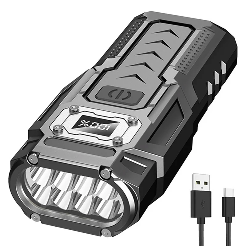 

LED Flash Light USB Rechargeable Handheld Flashlight With Power Display Waterproof Work Light For Outdoor Camping