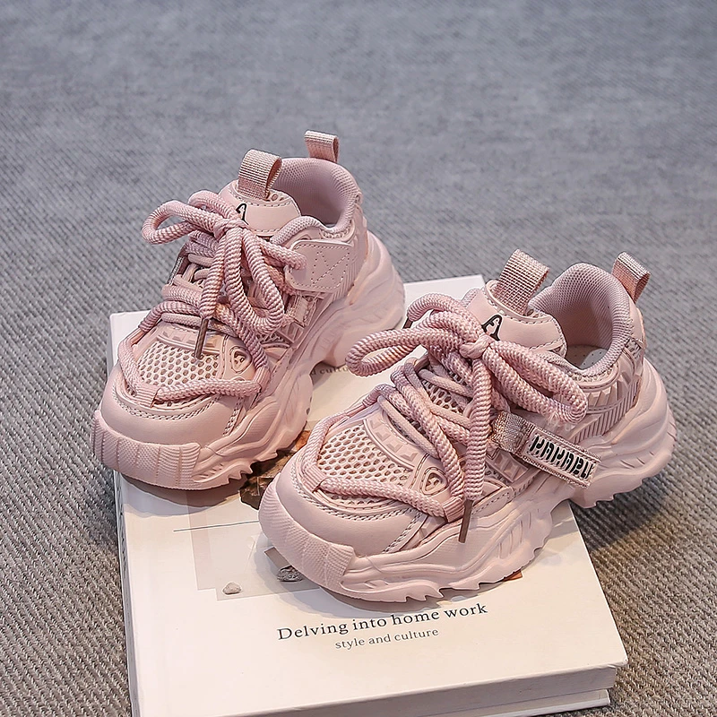 Kids Sneaker Thick Soft Sole Children Sports Shoes Casual Mesh Breathable 2025 New Fashion Kids Running Shoes Hook&loop Non-slip