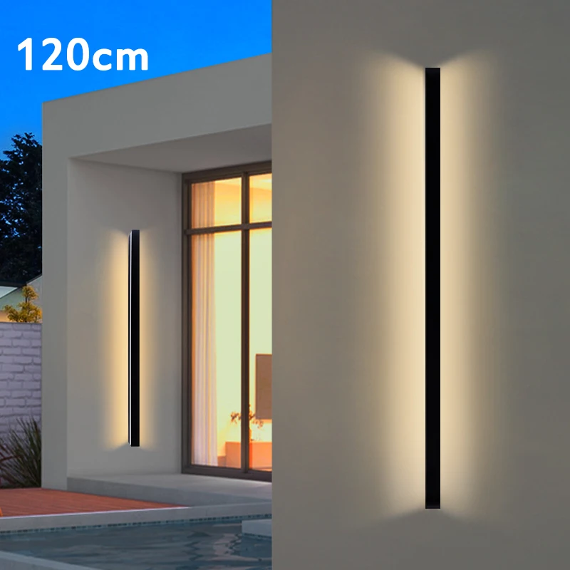 120cm Long Strip Outdoor Wall Lamp 220V Minimalist Waterproof Outdoor LED Wall Lights Garden Porch Courtyard Indoor Wall Light