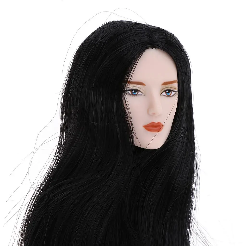 

Hand Rooted Black Hair BJD Boy Doll Head 1/6 Scale Vinyl Ball Jointed Head for OB Male Doll Customization