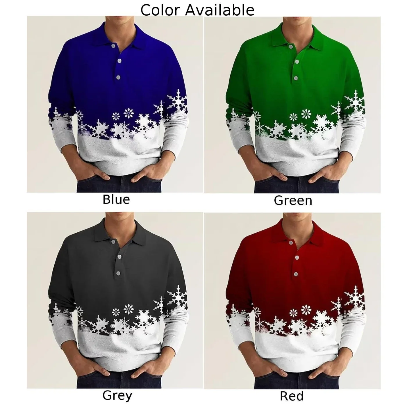 Camisa de manga larga para hombre con botones, solapa ajustada de Navidad para invierno, retazos de gran tamaño, deportes impresos en 3D de talla grande