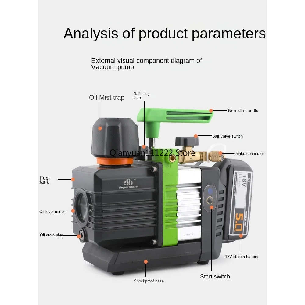 Small 18V intelligent charging vacuum pump for 1.5L lithium battery R32 vacuum pump air conditioner