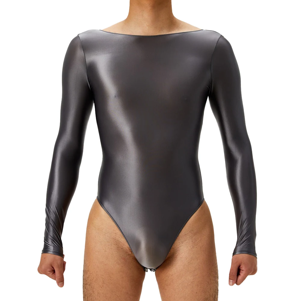 남성 레오타드 남성 바디 슈트 경량 긴 소매 O 넥 레귤러 셰이퍼 실키 슈퍼 탄성 스타킹 백 레스 편안한