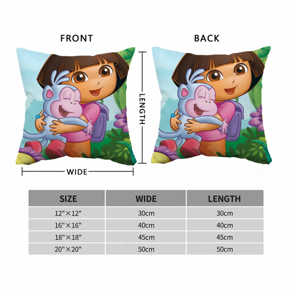 D-Doras the Explorer Sofa Cover for Pillow Cases Cushion Cover 45x45 Cushions Covers Children\'s Decorative Cushions Short Plush