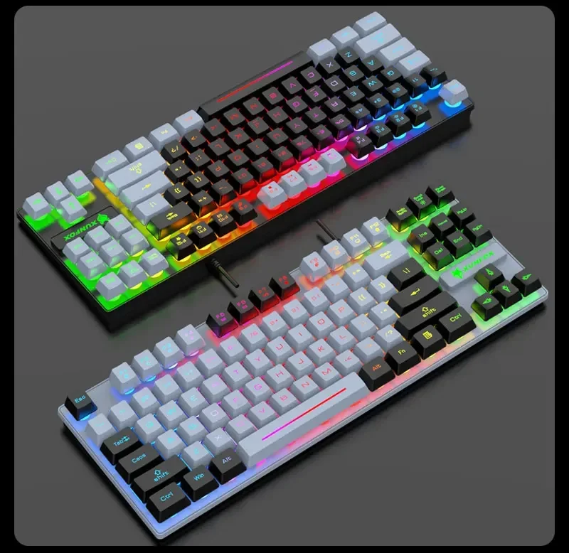 87 Keys RGB Backlit Mechanical Feel Gaming Keyboard Wired Office Keyboard for Laptop PC Gamer Computer Ergonomics Magic Keyboard