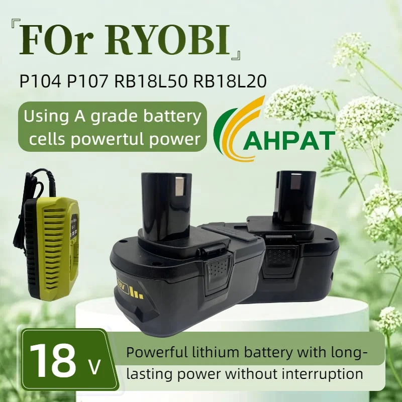 

For Ryobi 18V 9800mAh~12800mAh cordless electric battery, rechargeable. Li-ion has high power. Tool P107 P108RB18L50 RB18L20.