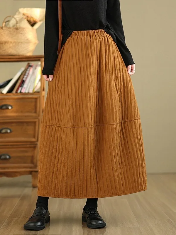 Loose Fleece Warmth Bloom Half-length Skirt Autumn Winter New Arrival Simple Color plus Size Women's Clothing Lantern S...