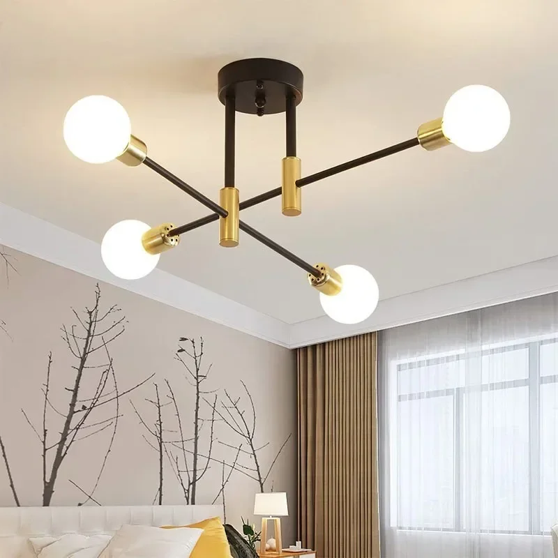 Modern LED Ceiling Chandelier 4/6 Heads Black Gold White Hanging Lamps For Ceiling Living Room Dining Rooms Bedroom Home Fixture