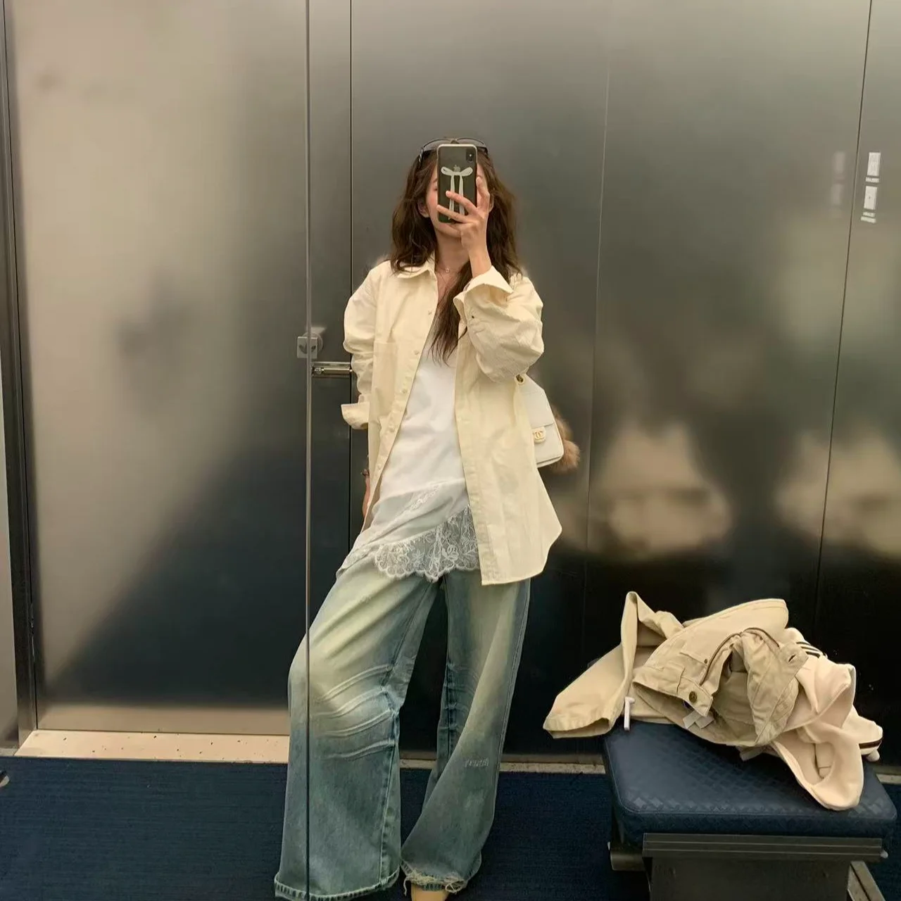 

Waed Denim Wide Leg Jeans Women's Straight Cut l Waist Cotton Trousers Super Slimming Effect Spring 2026