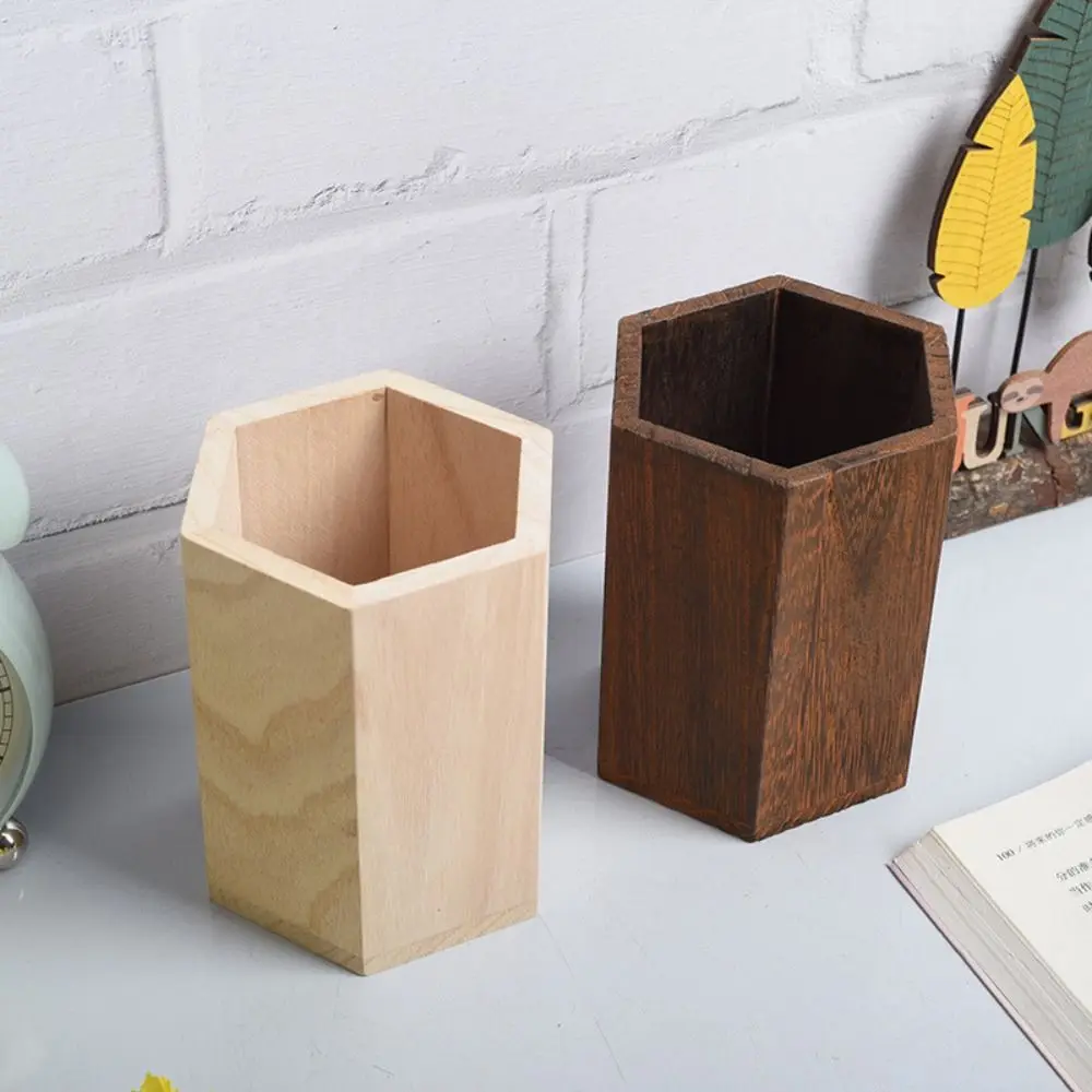 Desktop Storage Wooden Pen Holders Multifunctional INS Style Pencil Organizer Wooden Large Capacity Desktop Organizer